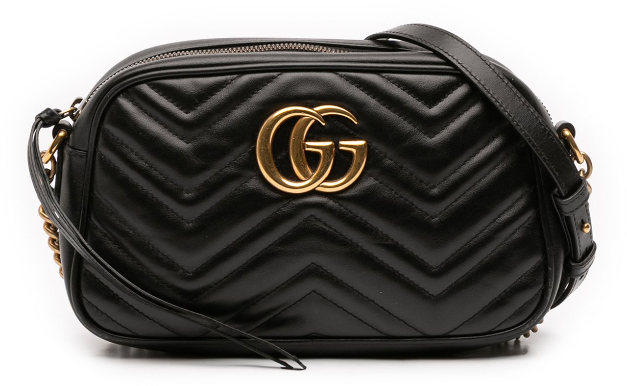 Gucci Small GG Marmont Matelasse Leather Crossbody Zwart