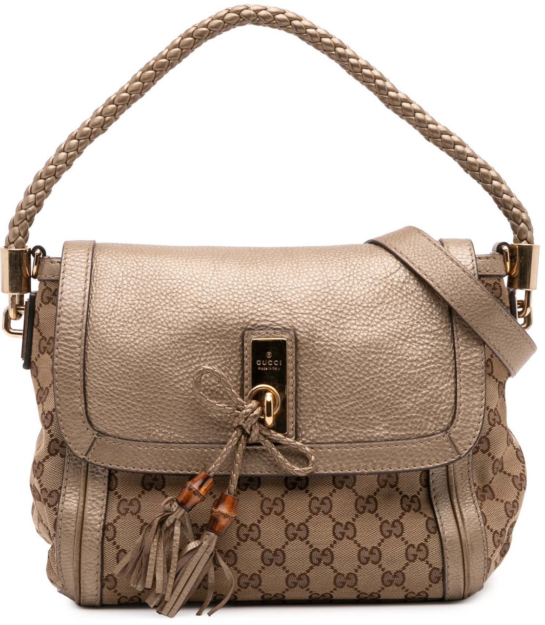 Gucci GG Canvas Bella Flap Satchel Bruin