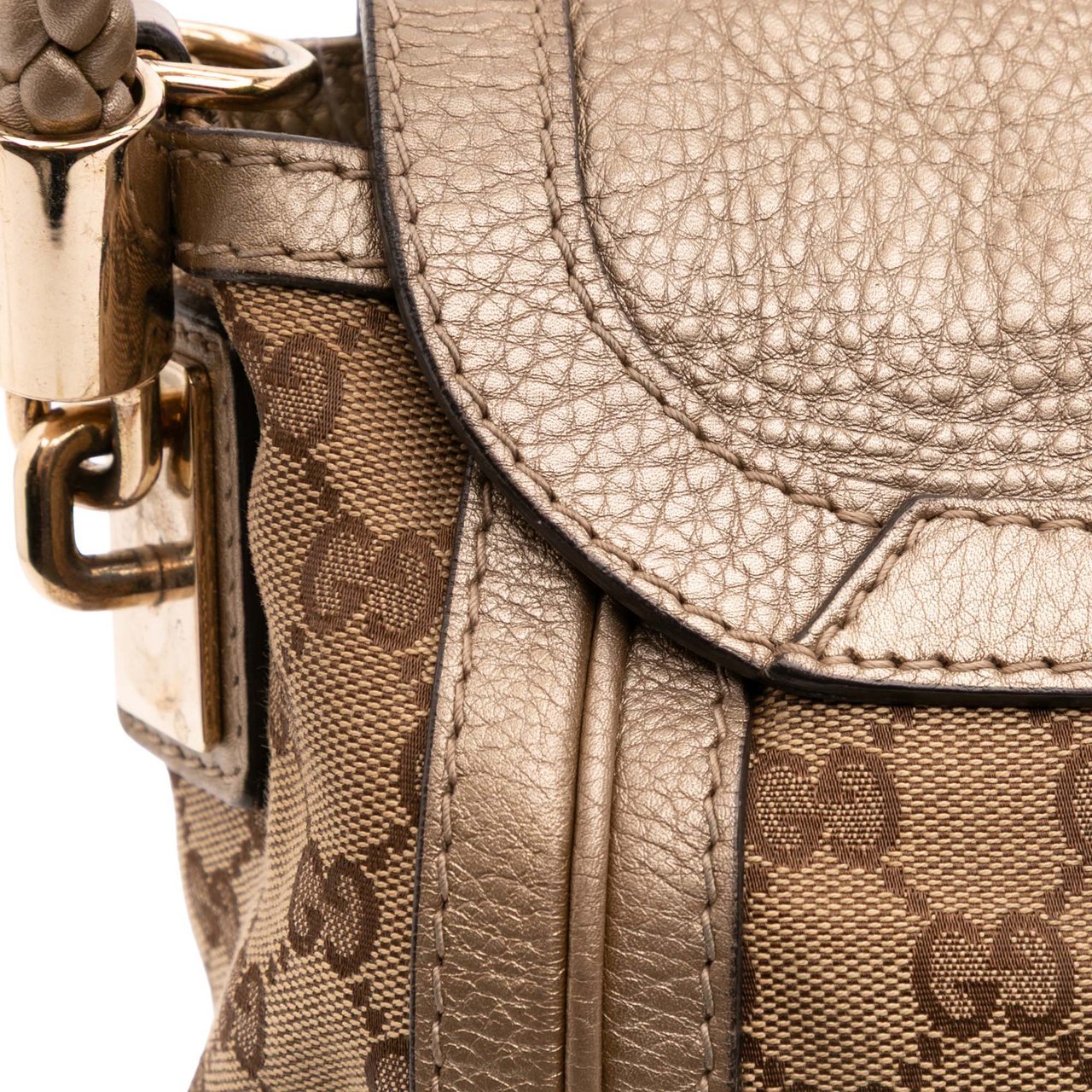 Gucci GG Canvas Bella Flap Satchel Bruin