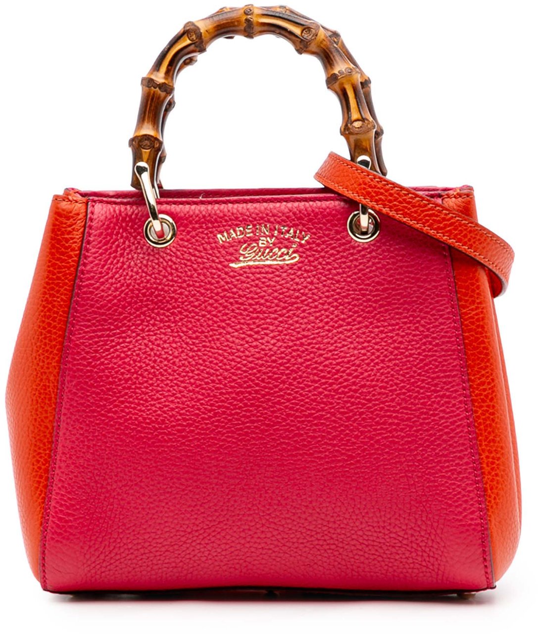 Gucci Mini Bicolor Calfskin Bamboo Shopper Satchel Roze