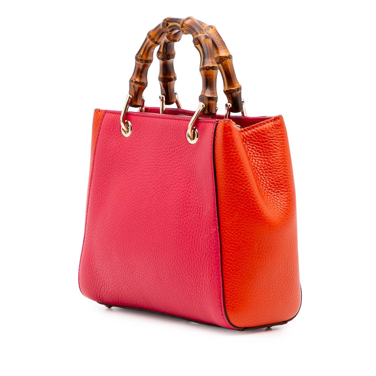 Gucci Mini Bicolor Calfskin Bamboo Shopper Satchel Roze