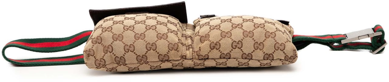 Gucci GG Canvas Web Double Pocket Belt Bag Bruin