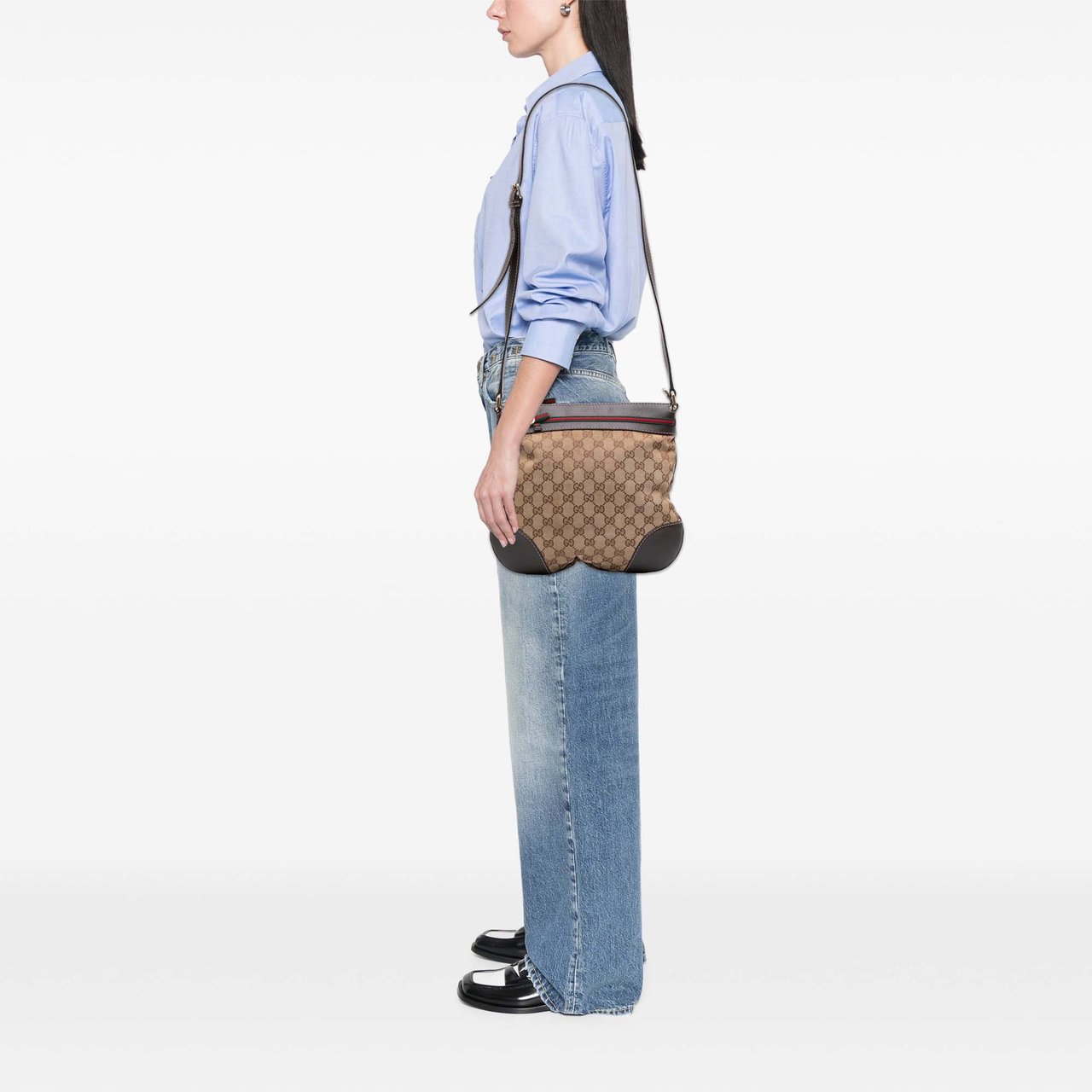 Gucci GG Canvas Web Mayfair Crossbody Bruin