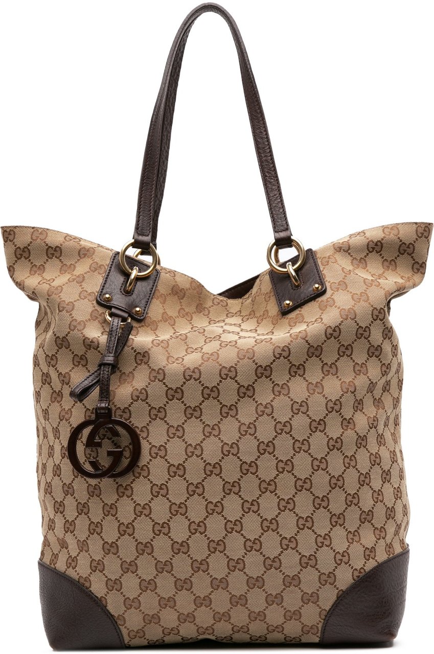 Gucci Large GG Canvas GG Charm Tote Bruin
