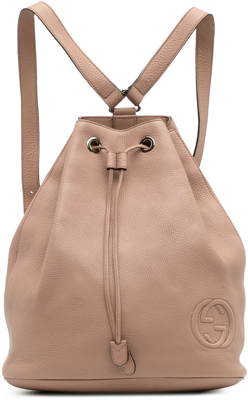 Gucci Small Pebbled Calfskin Soho Drawstring Backpack Bruin