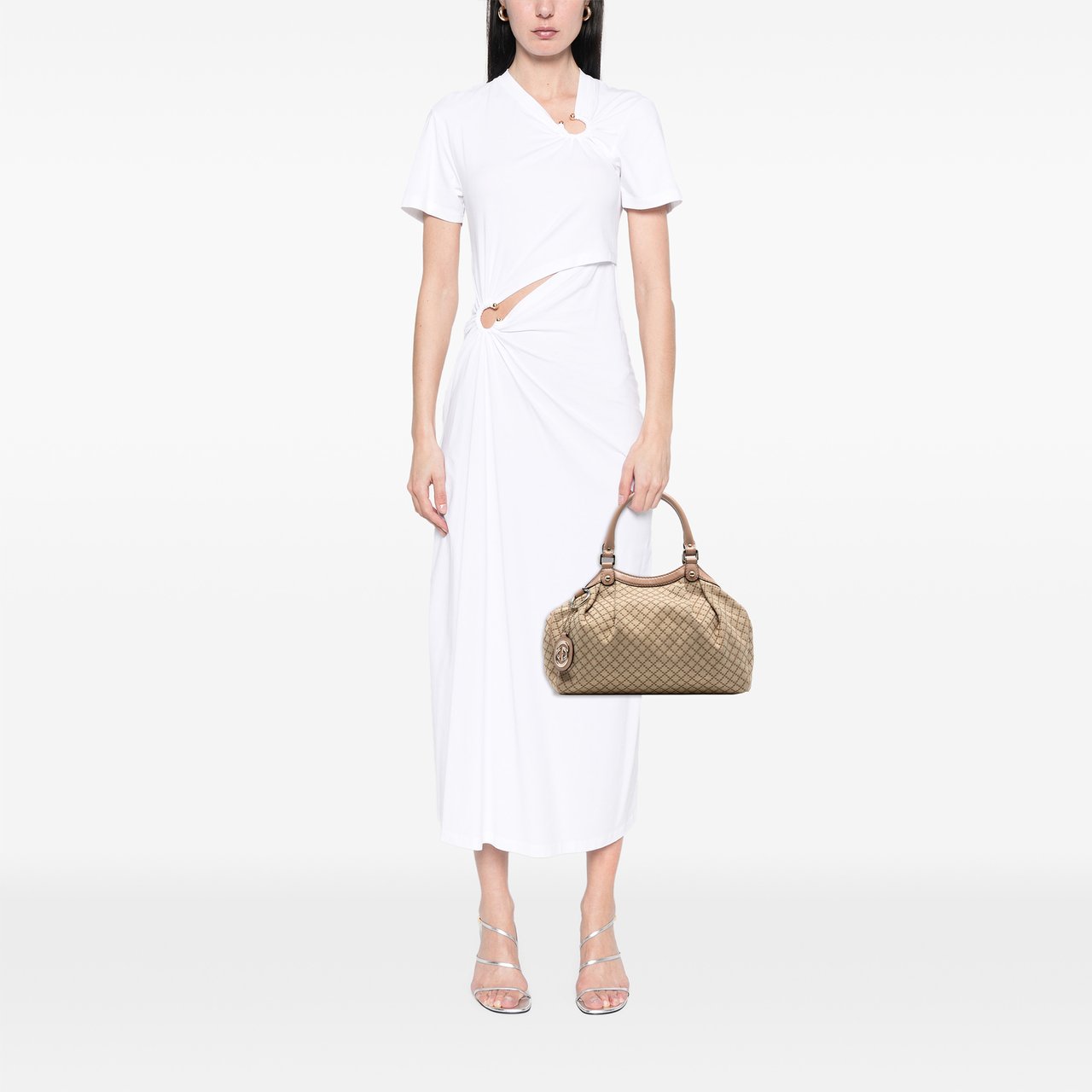 Gucci Medium Diamante Canvas Sukey Tote Bruin