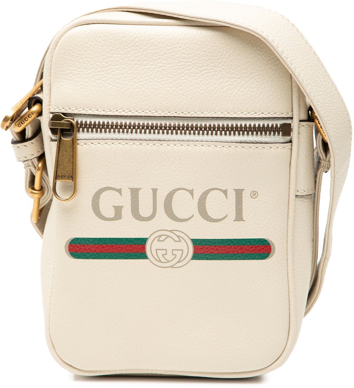 Gucci Mini Grained Calfskin Logo Crossbody Wit
