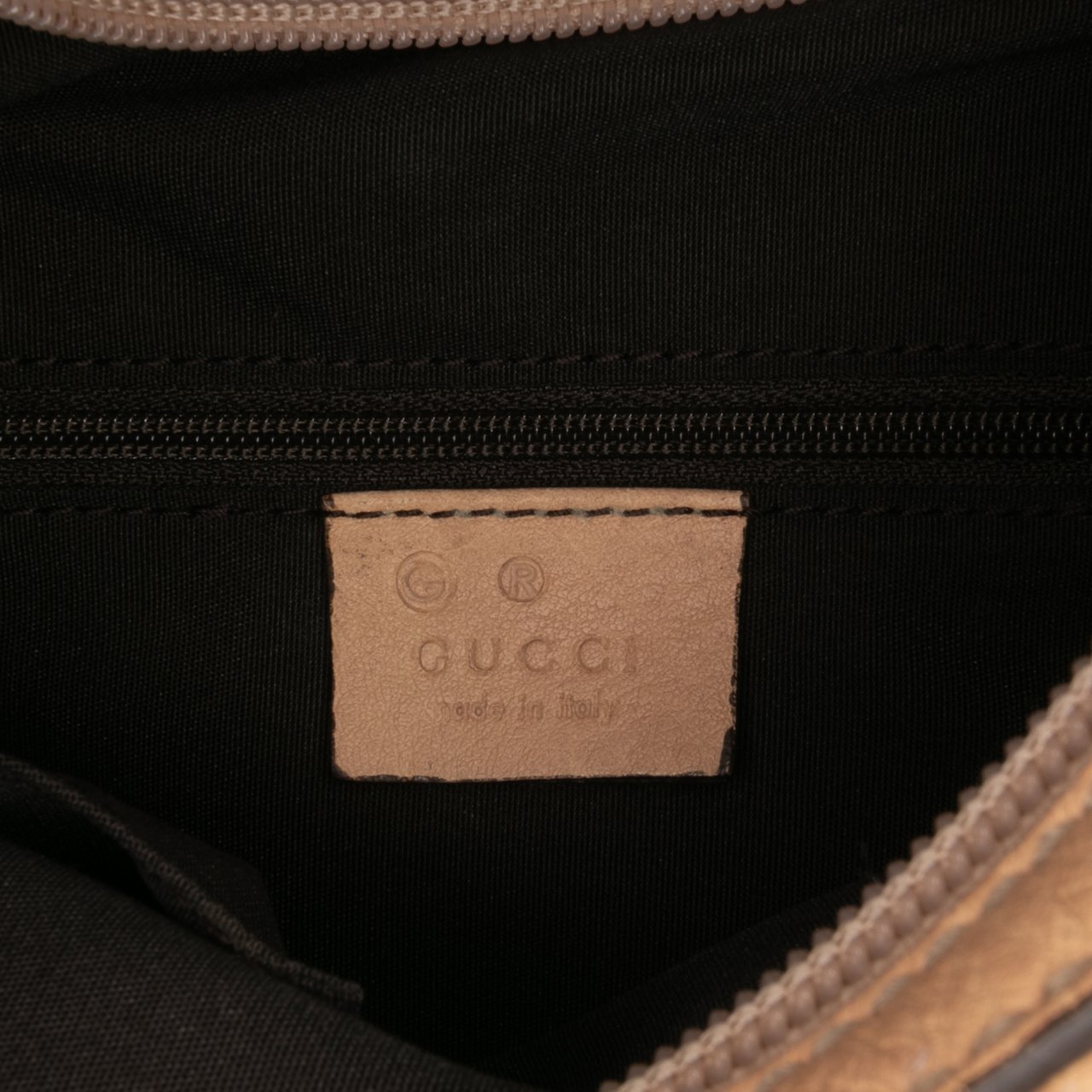 Gucci Small Guccissima Hysteria Crest Hobo Bruin