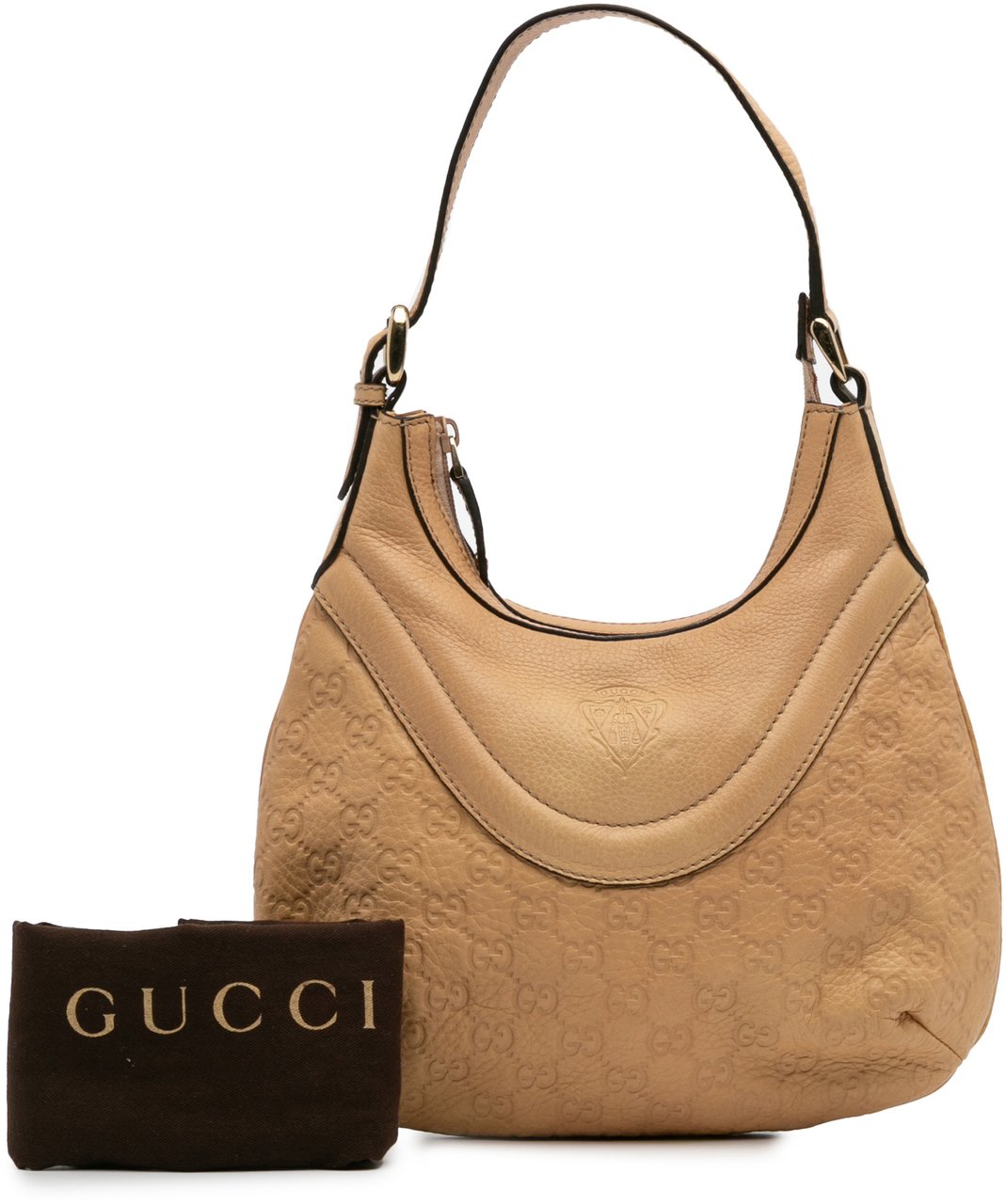 Gucci Small Guccissima Hysteria Crest Hobo Bruin