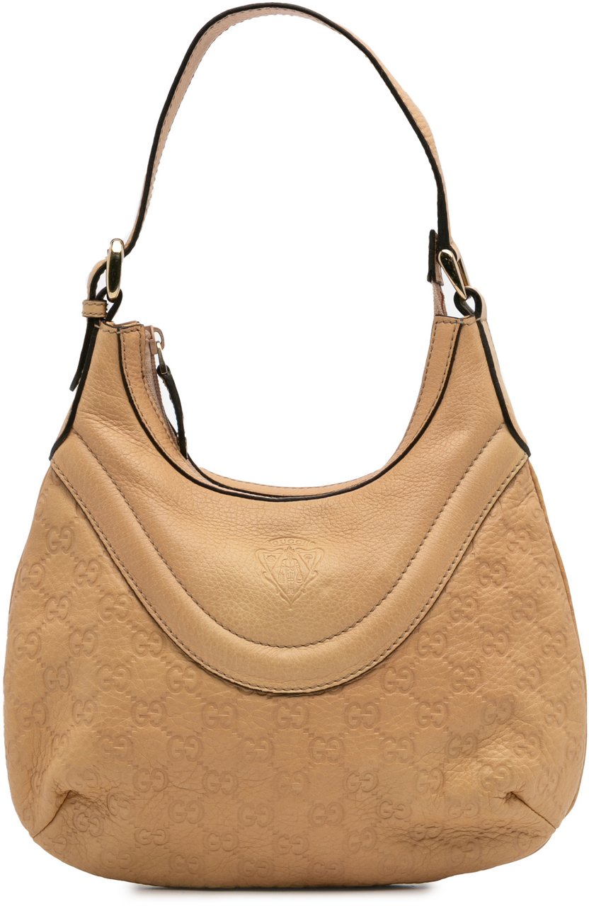 Gucci Small Guccissima Hysteria Crest Hobo Bruin