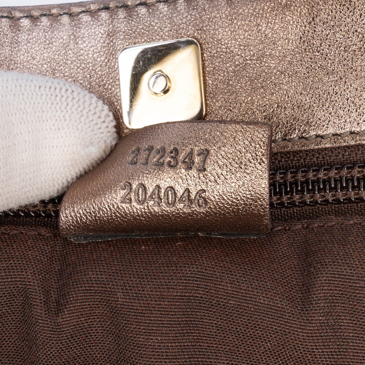 Gucci Metallic Guccissima Tote Bruin