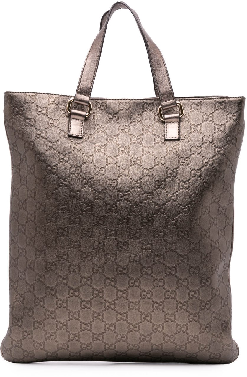 Gucci Metallic Guccissima Tote Bruin