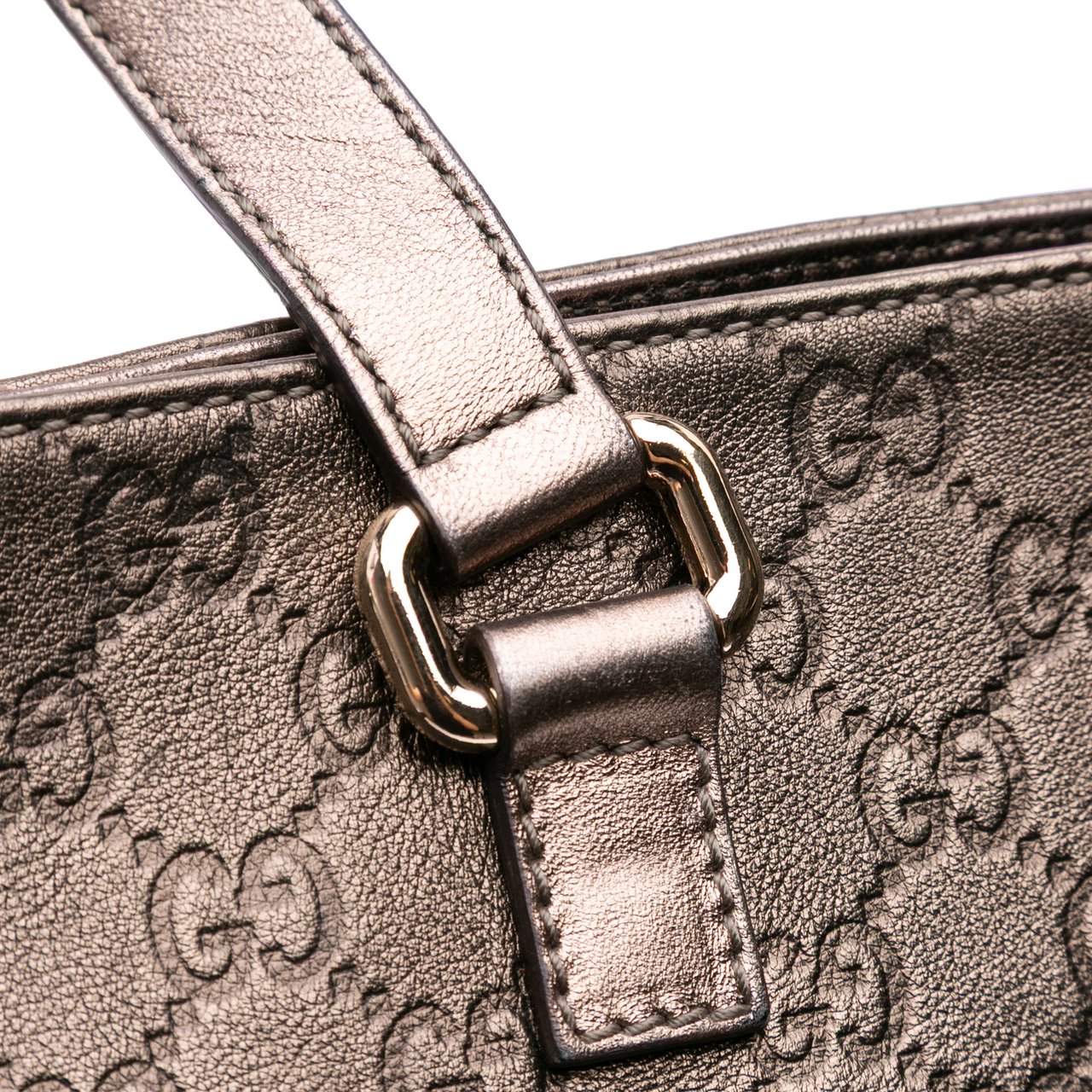 Gucci Metallic Guccissima Tote Bruin