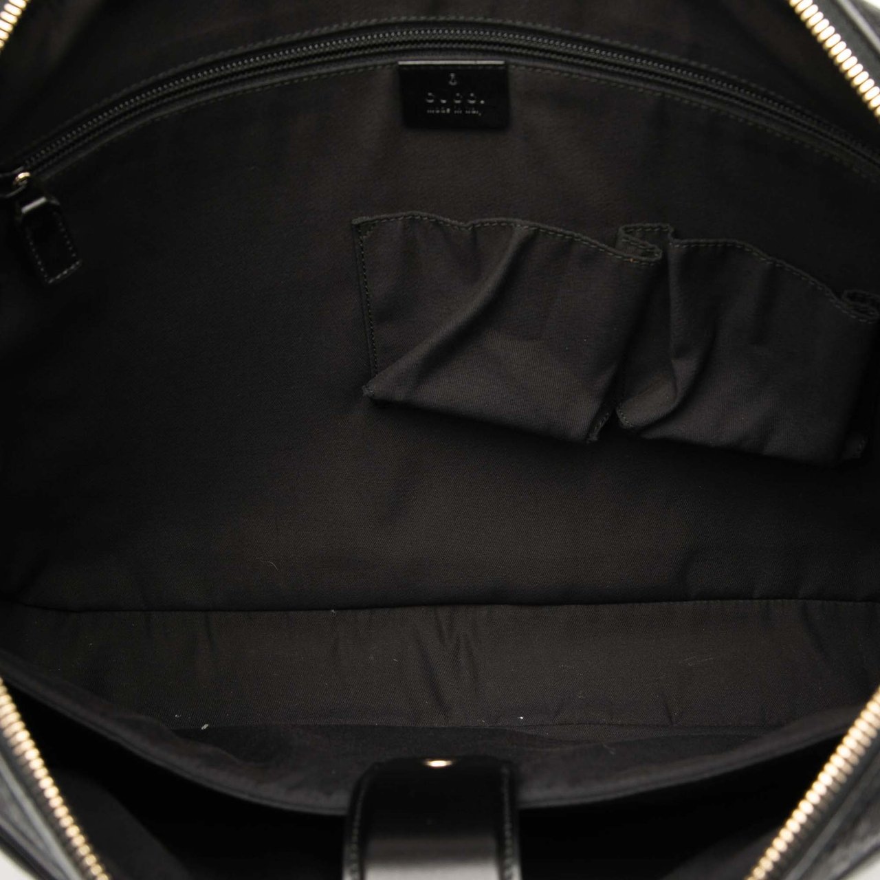 Gucci Diamante Leather Business Bag Zwart