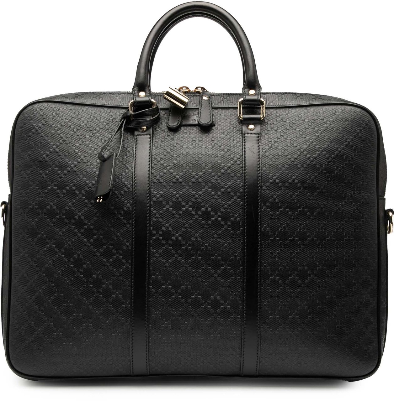 Gucci Diamante Leather Business Bag Zwart