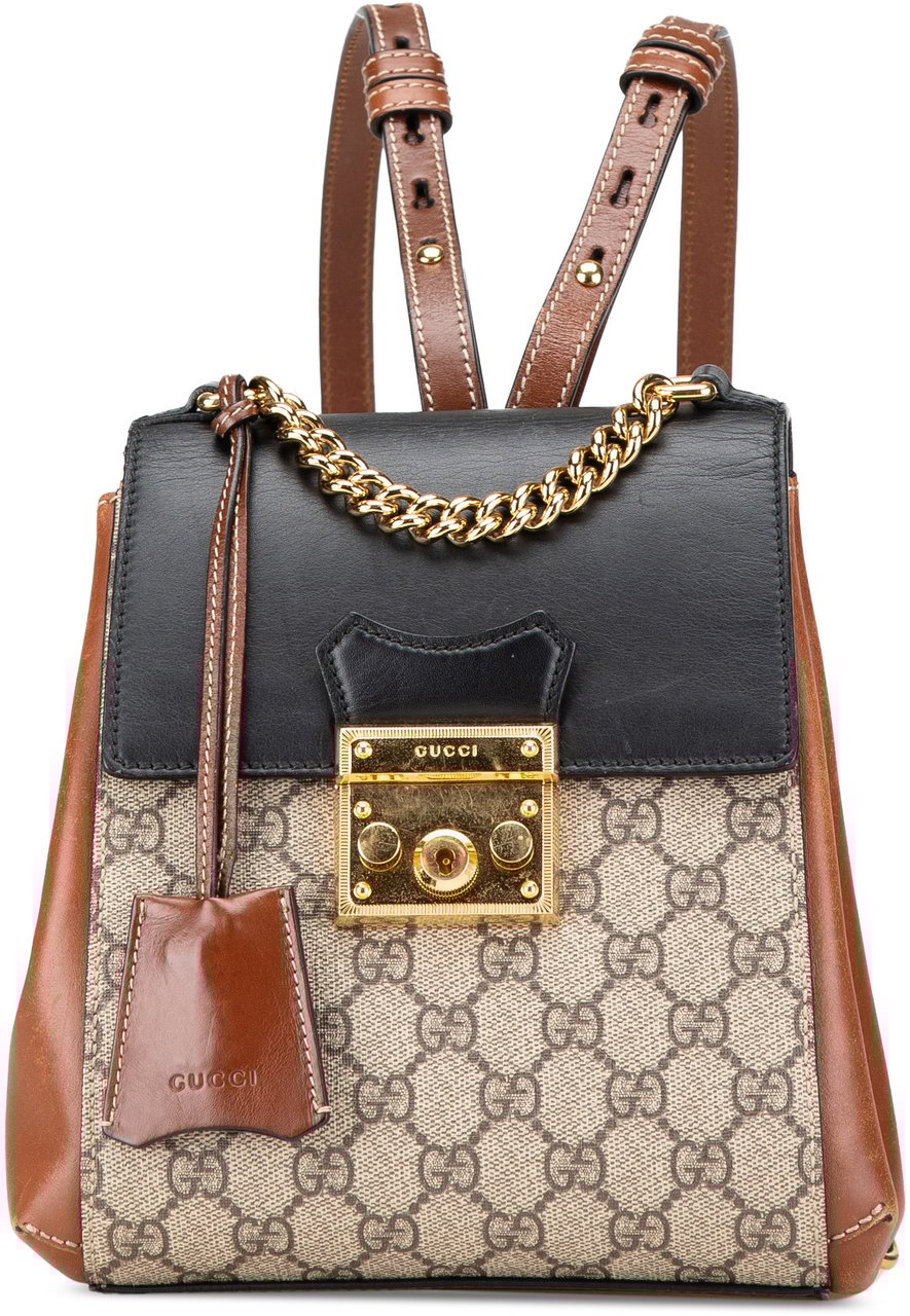 Gucci GG Supreme Padlock Backpack Bruin