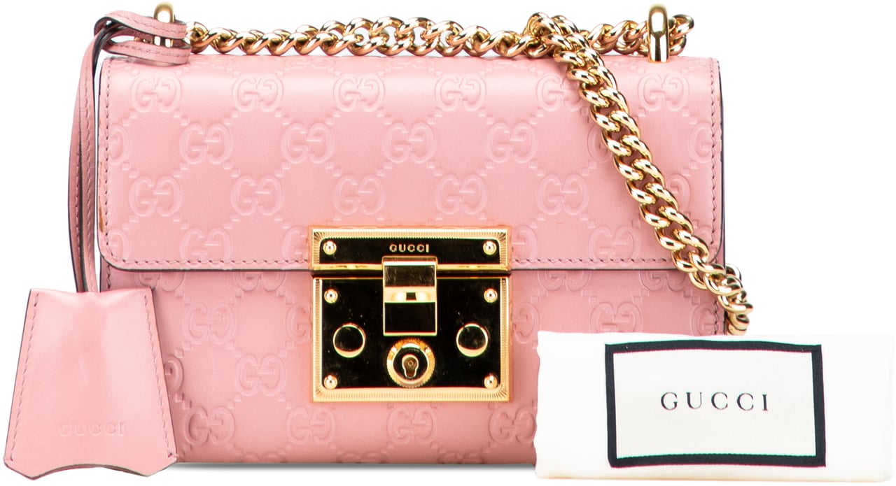 Gucci Small Guccissima Padlock Crossbody Roze