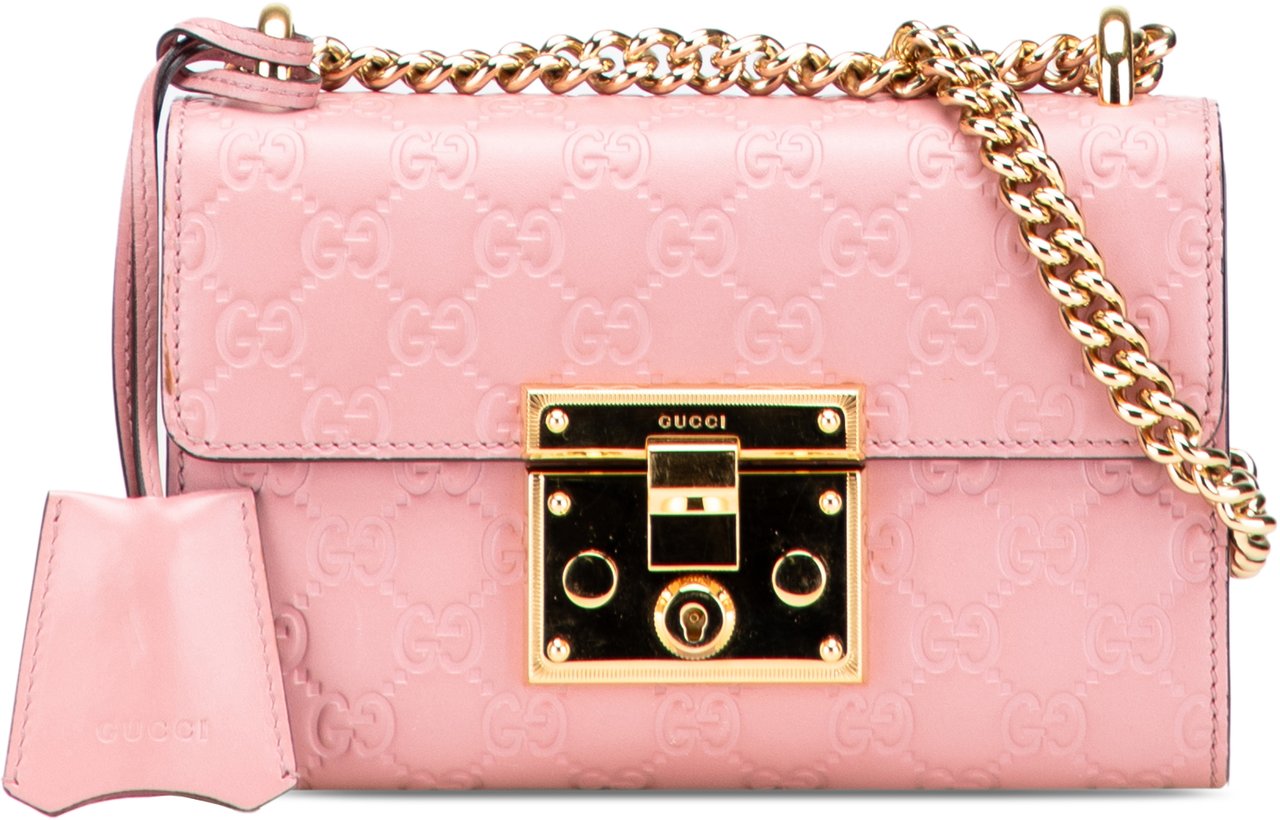 Gucci Small Guccissima Padlock Crossbody Roze