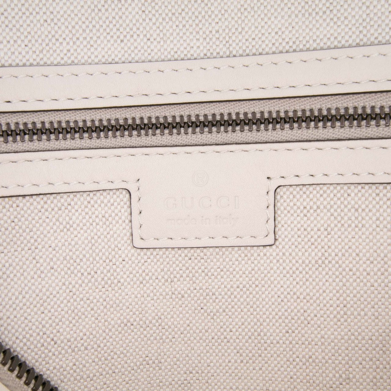 Gucci Medium Calfskin Web Bauletto Top Handle Bag Wit