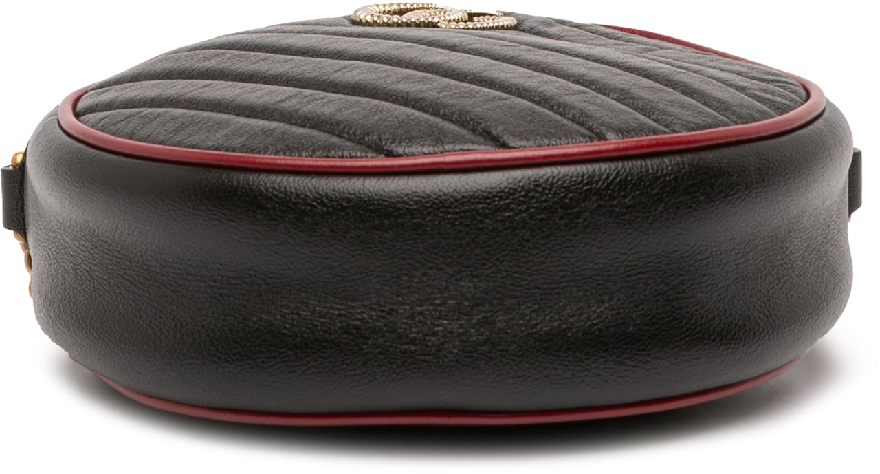 Gucci Mini GG Marmont Matelasse Leather Torchon Round Crossbody Zwart
