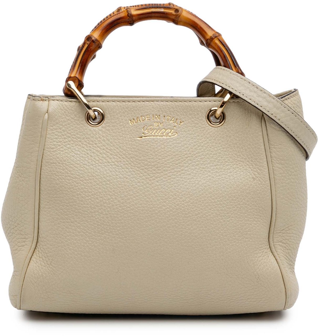 Gucci Mini Calfskin Bamboo Shopper Satchel Wit