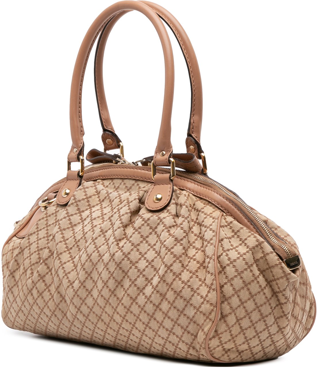 Gucci Diamante Canvas Sukey Satchel Bruin