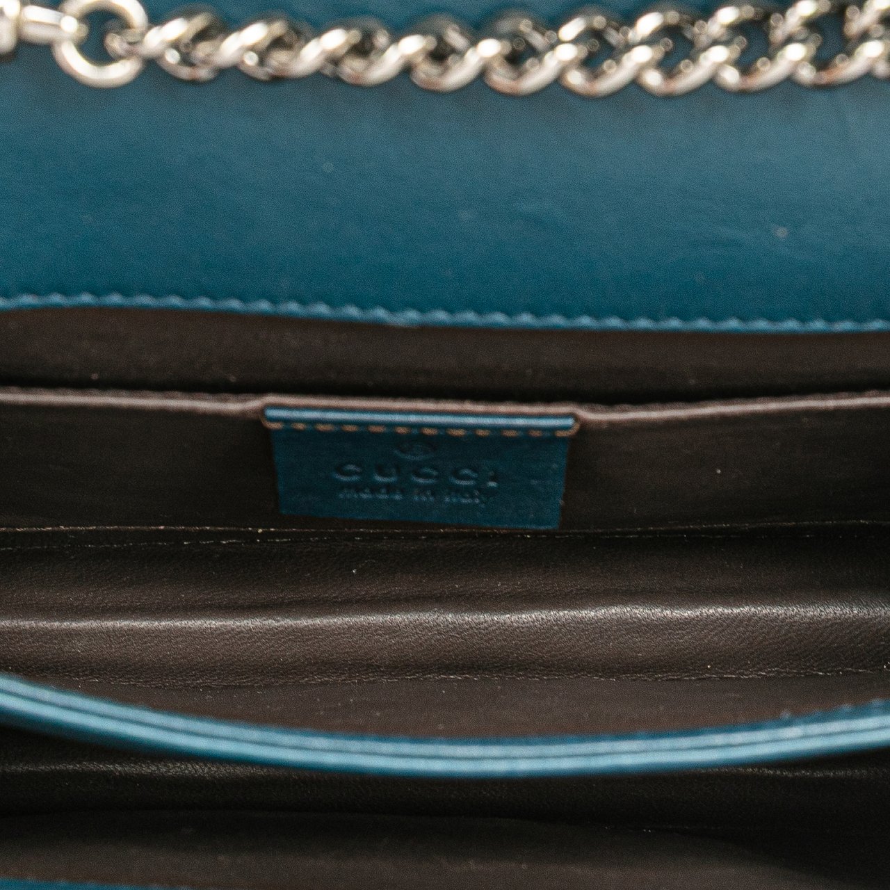 Gucci Small Polished Calfskin Interlocking G Dollar Crossbody Blauw