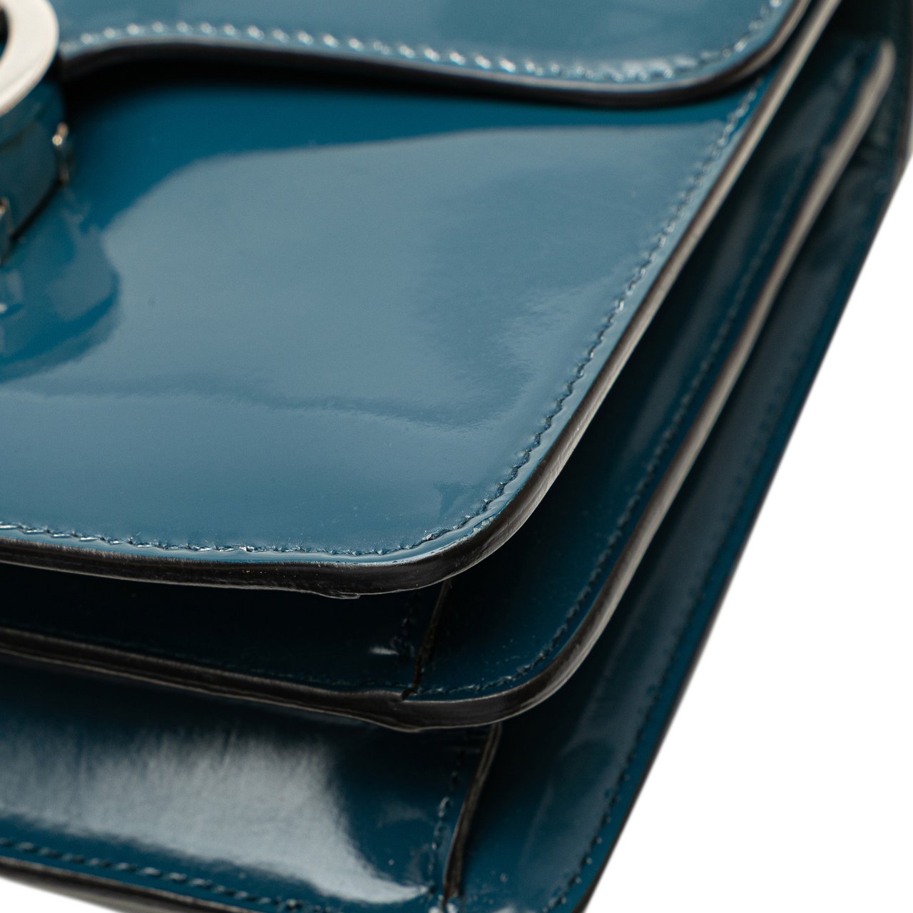 Gucci Small Polished Calfskin Interlocking G Dollar Crossbody Blauw