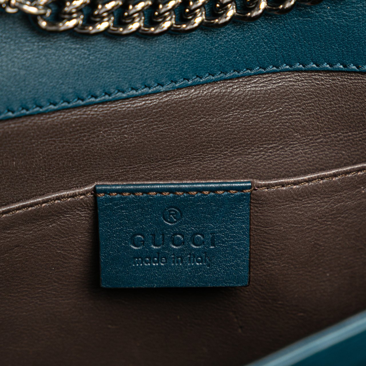 Gucci Small Polished Calfskin Interlocking G Dollar Crossbody Blauw