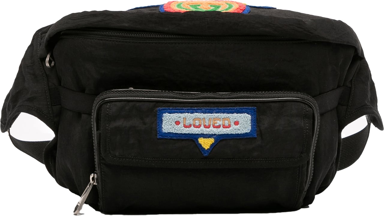 Gucci Nylon 80s Patch Convertible Belt Bag Zwart