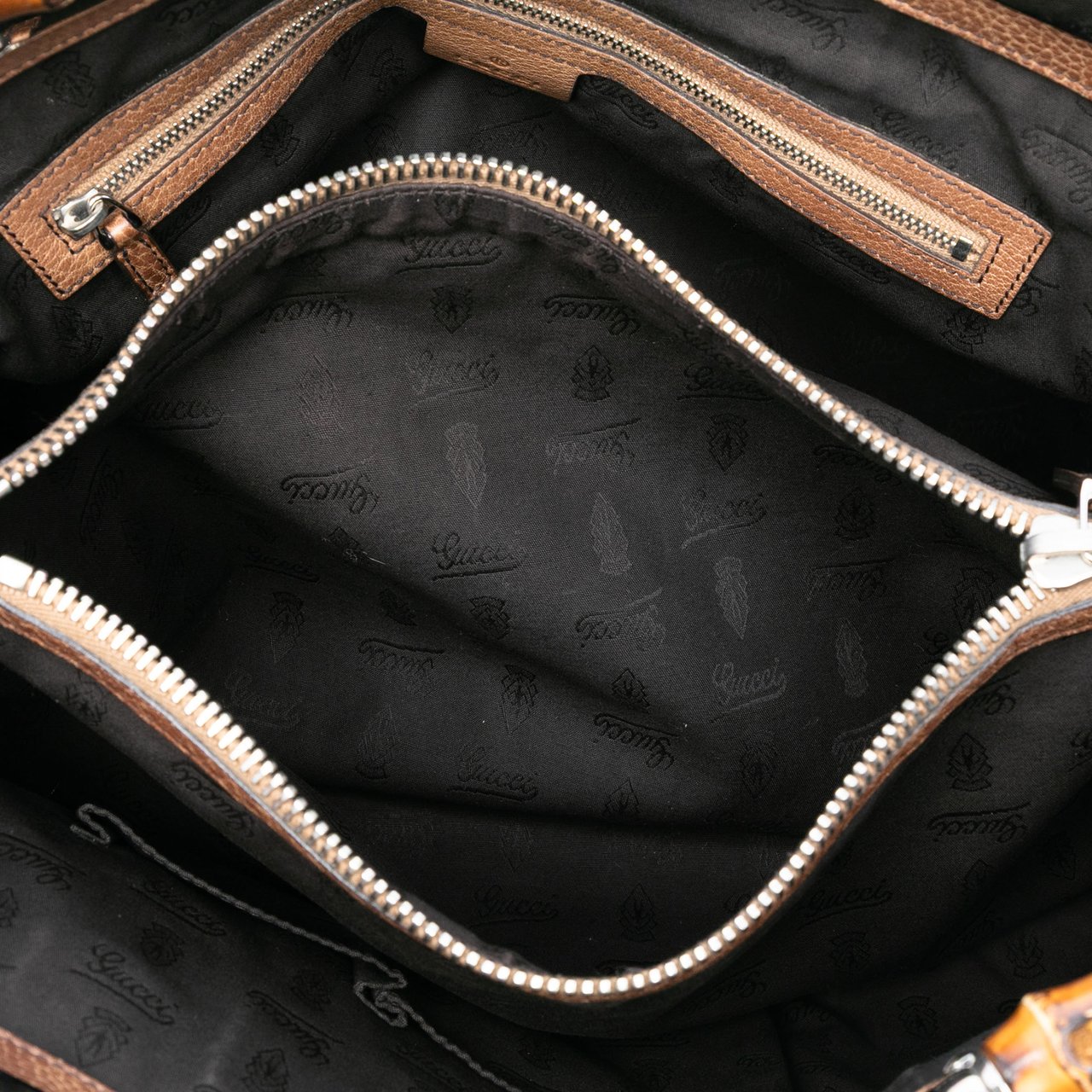 Gucci Guccissima Trimmed Leather Bamboo Libeccio Tote Bruin