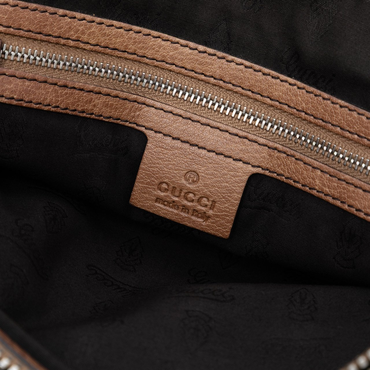 Gucci Guccissima Trimmed Leather Bamboo Libeccio Tote Bruin