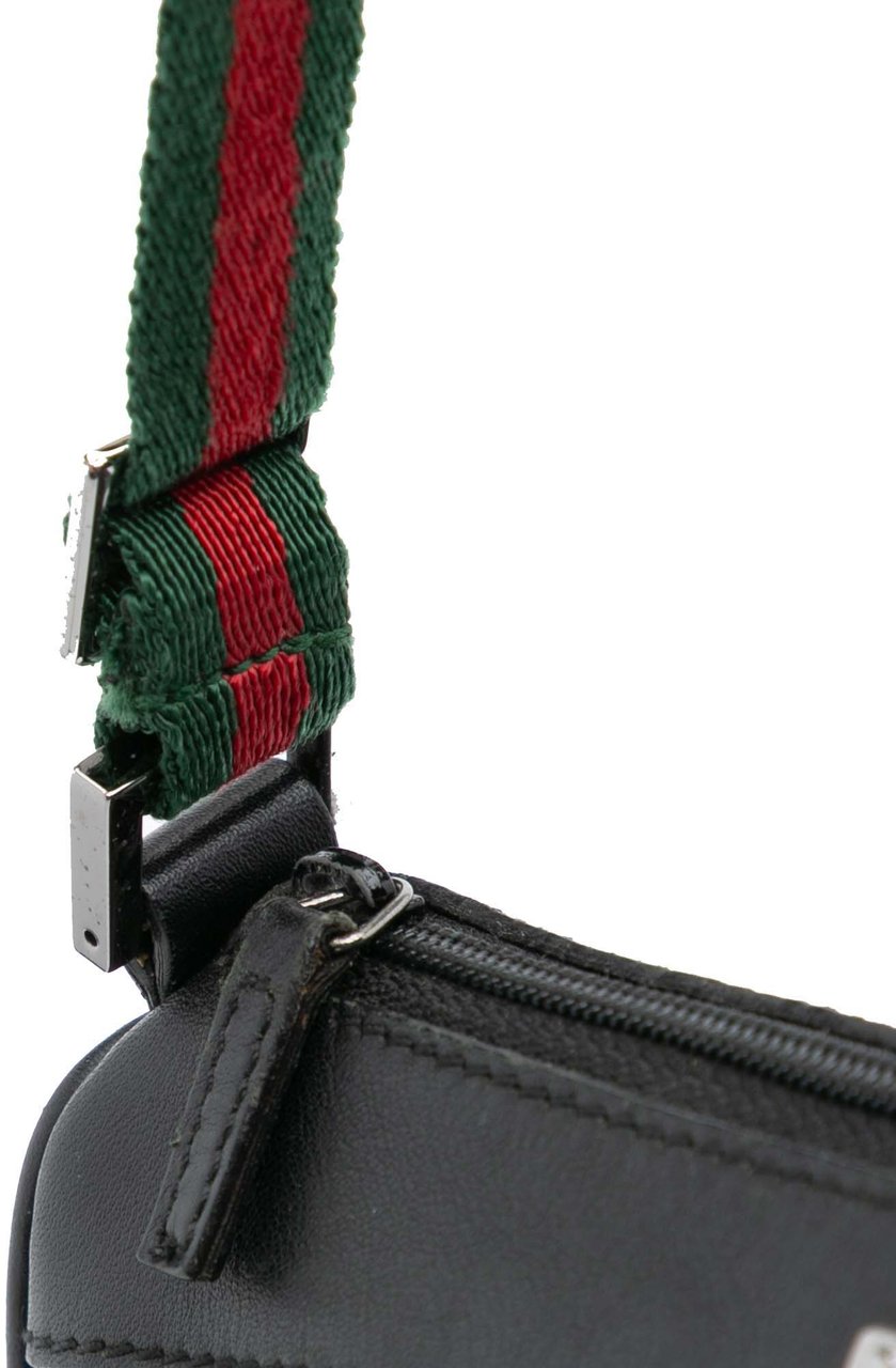 Gucci Denim Web Shoulder Bag Zwart