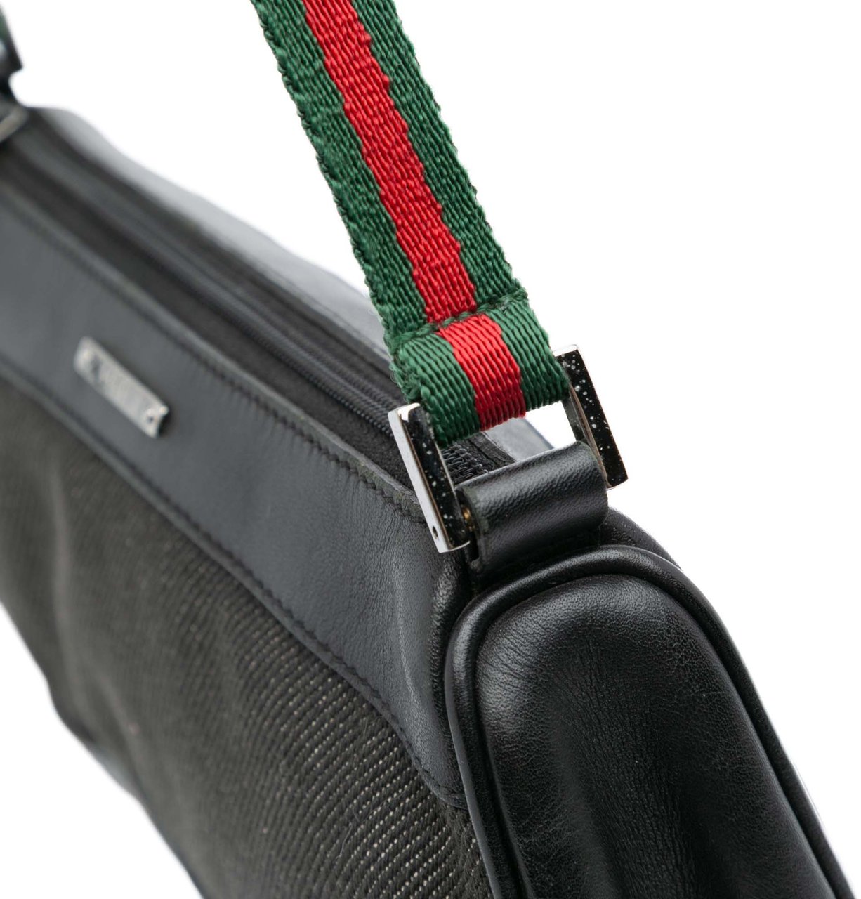 Gucci Denim Web Shoulder Bag Zwart