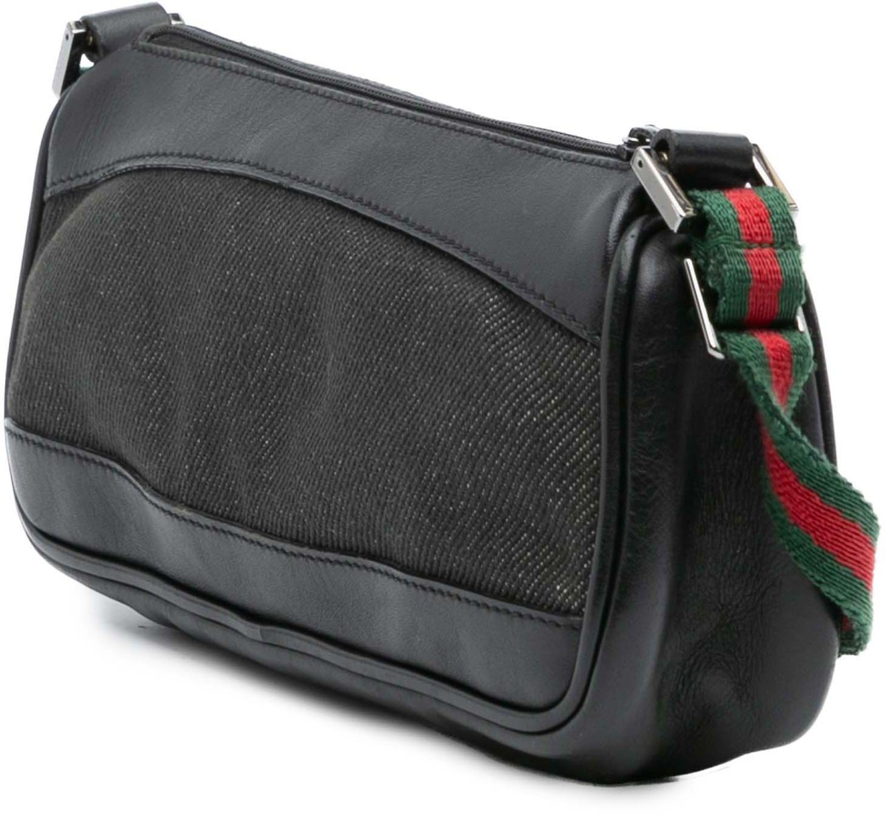 Gucci Denim Web Shoulder Bag Zwart