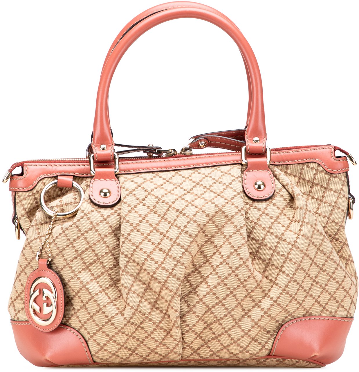 Gucci Diamante Canvas Sukey Satchel Bruin