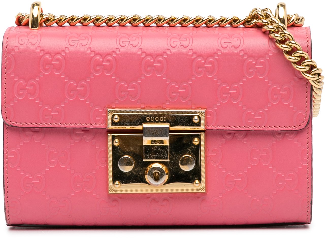 Gucci Small Guccissima Padlock Crossbody Roze