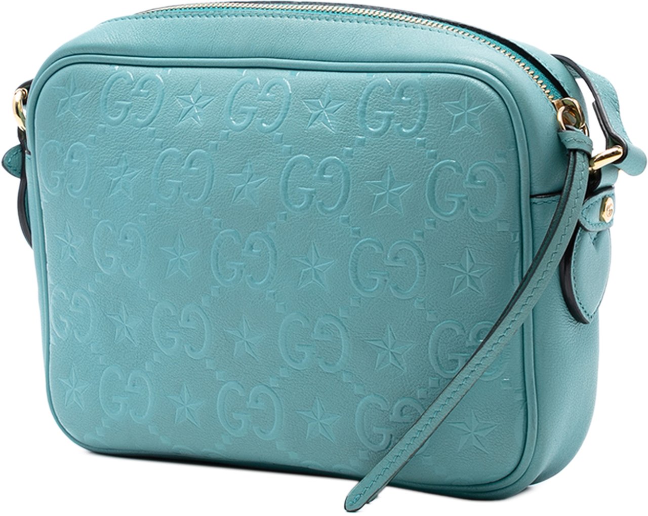 Gucci GG Star Embossed Leather Crossbody Blauw