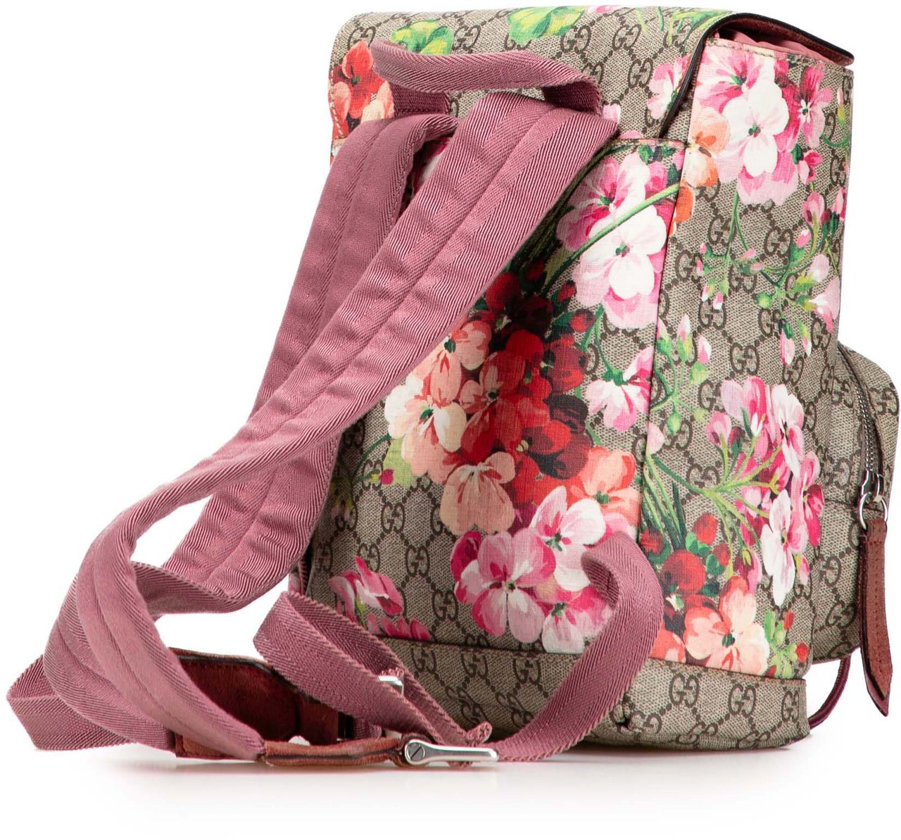 Gucci Small GG Supreme Blooms Single Buckle Backpack Bruin