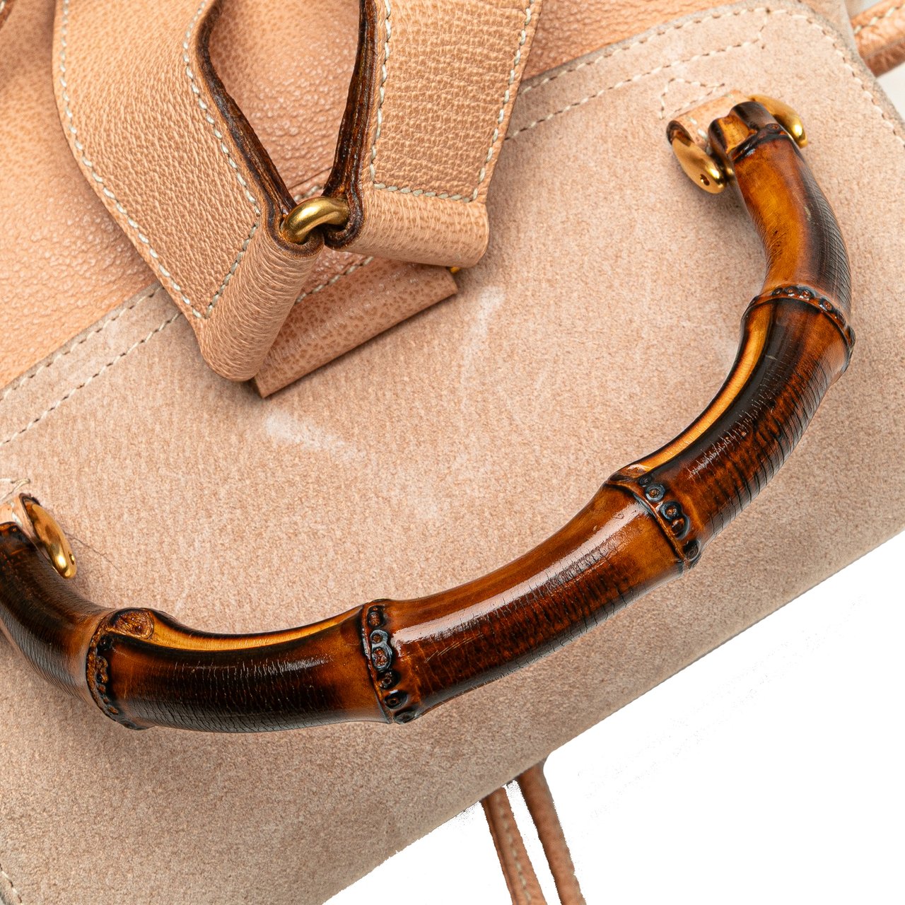 Gucci Suede Bamboo Backpack Bruin