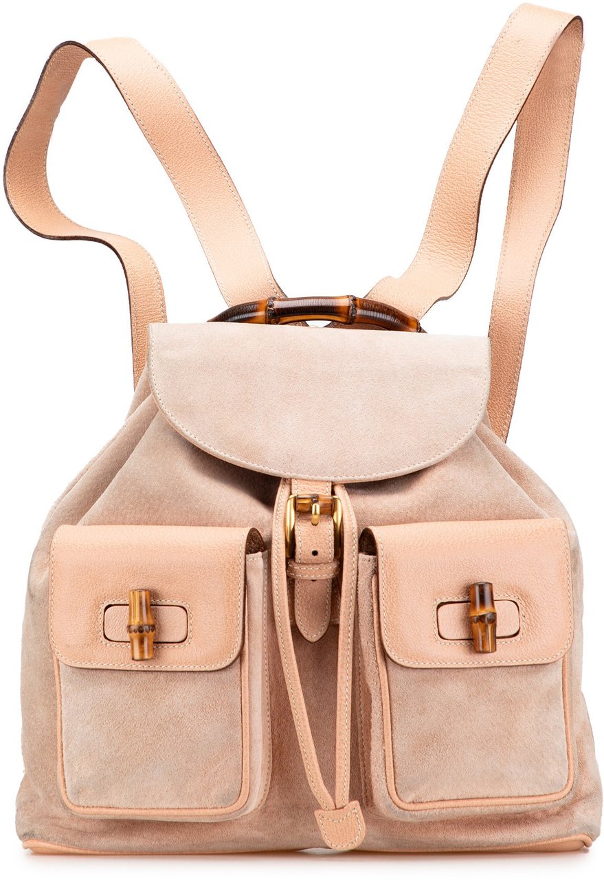 Gucci Suede Bamboo Backpack Bruin