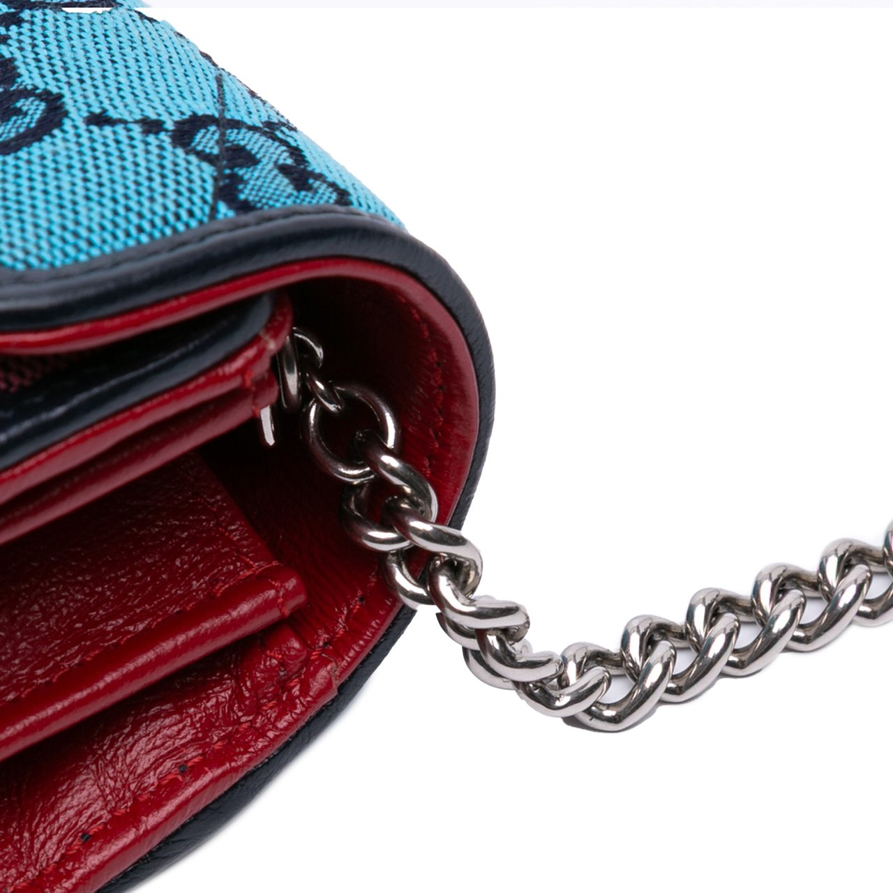 Gucci GG Marmont Matelasse Diagonal Canvas Chain Wallet Roze
