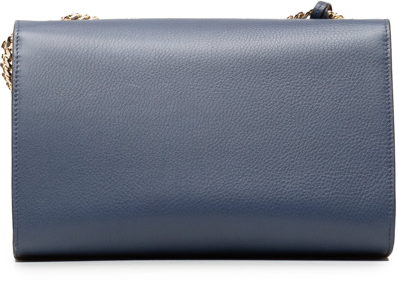 Gucci Medium Miss Bamboo Leather Crossbody Blauw