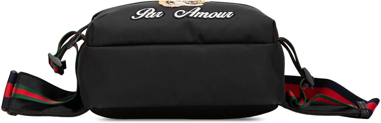 Gucci Techno Canvas Web L Aveugle Par Amour Embroidered Belt Bag Zwart