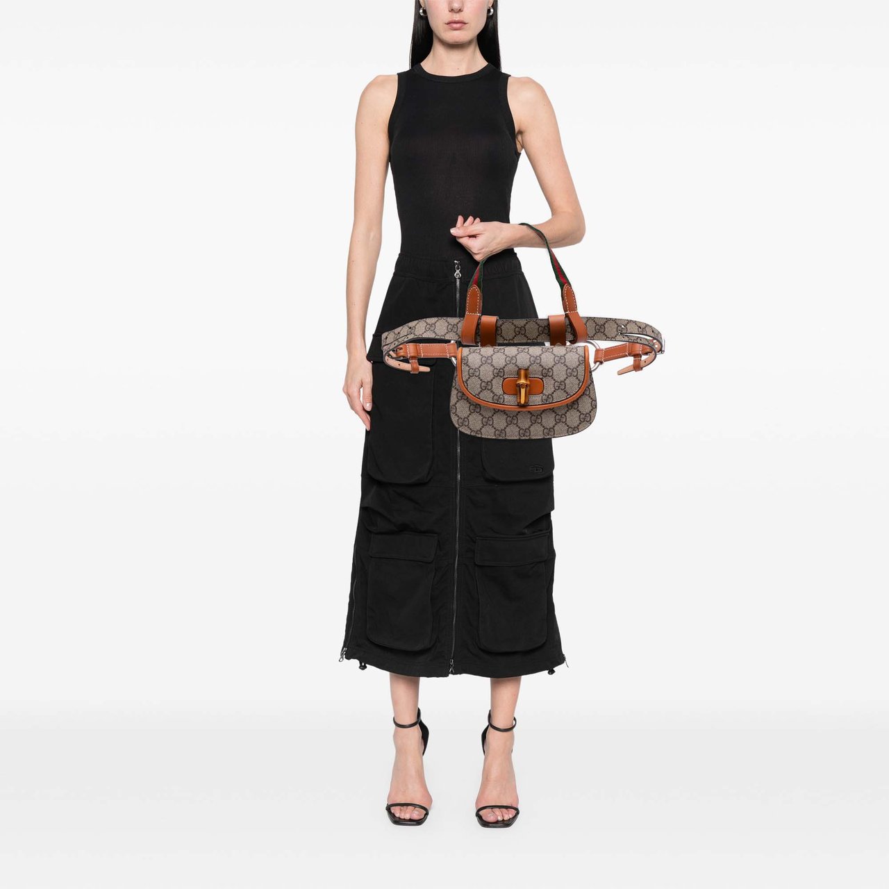 Gucci Mini GG Supreme Web Bamboo 1947 Belt Bag Bruin