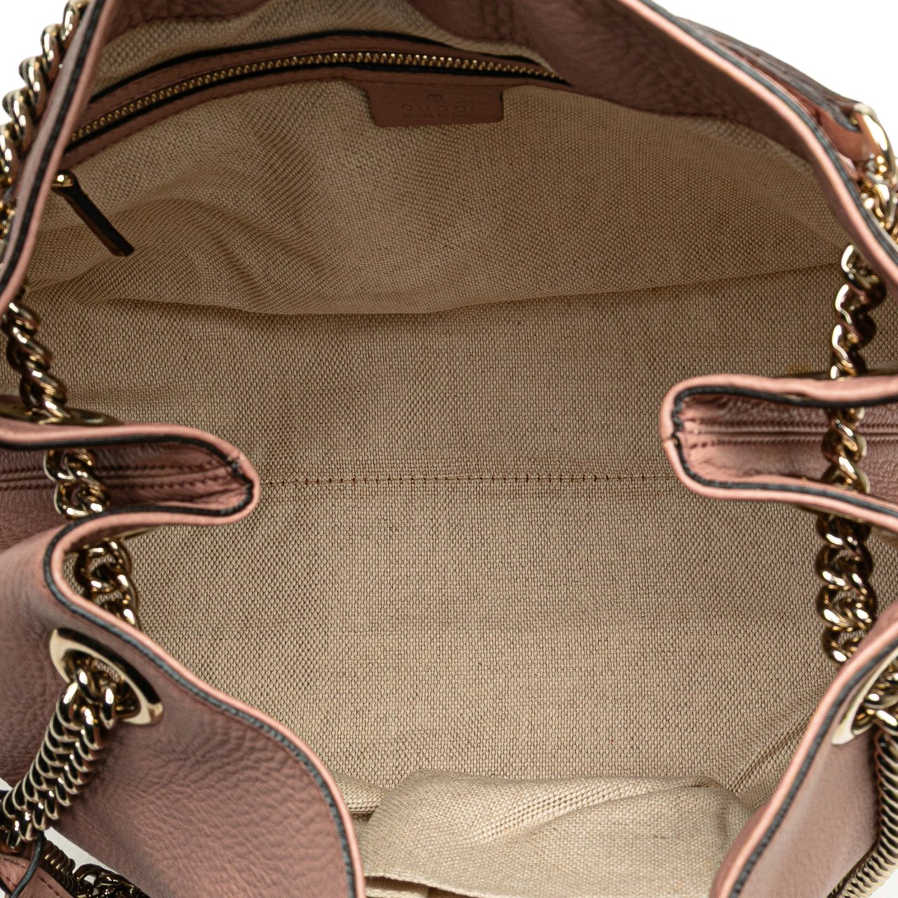Gucci Medium Leather Soho Chain Tote Roze