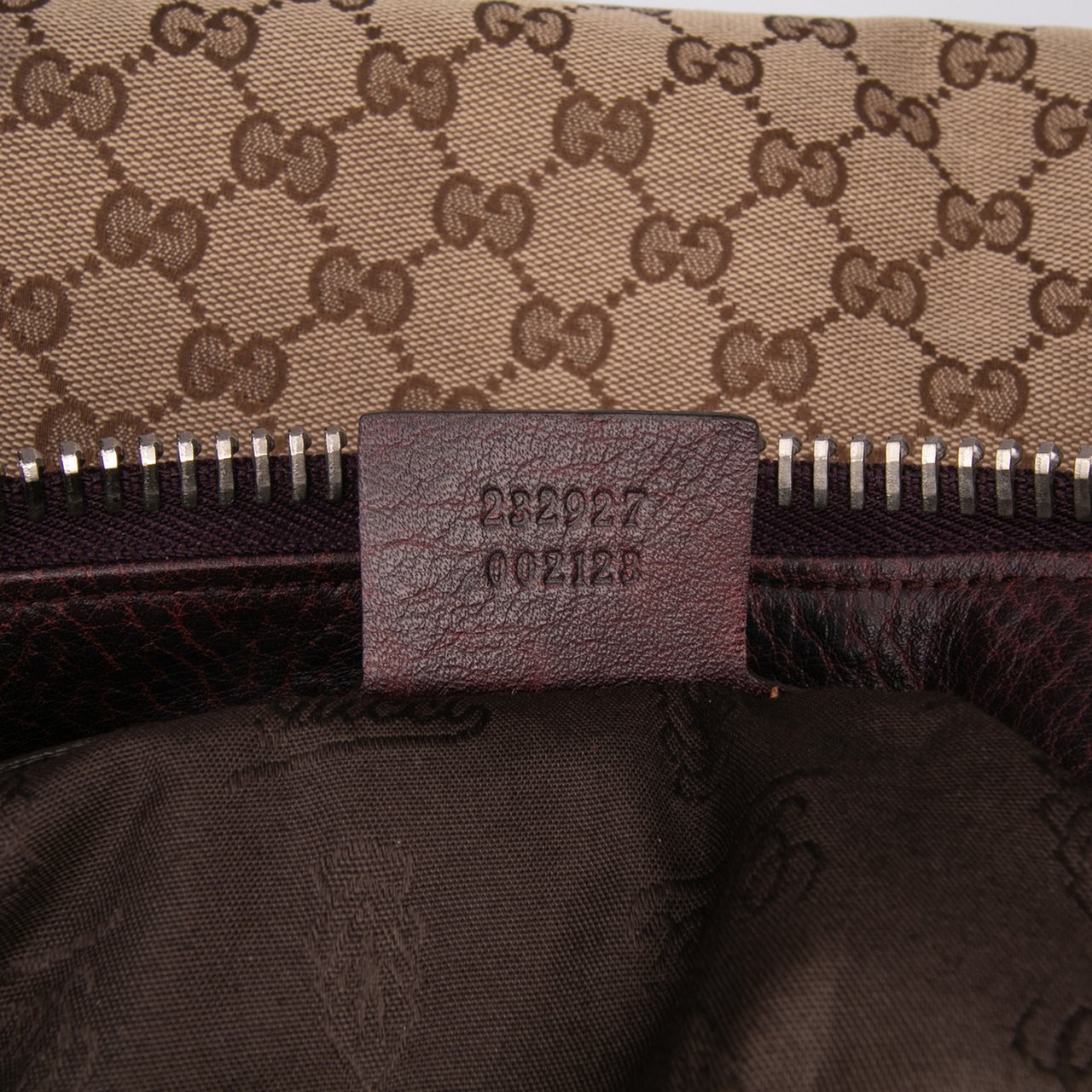 Gucci Large GG Canvas Bamboo Bar Tote Bruin