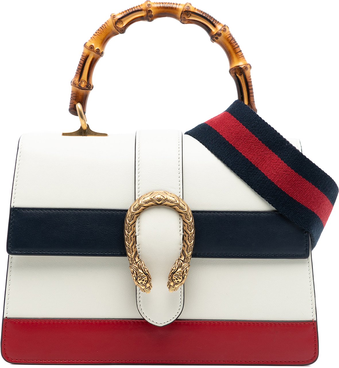 Gucci Medium Leather Bamboo Dionysus Web Satchel Wit