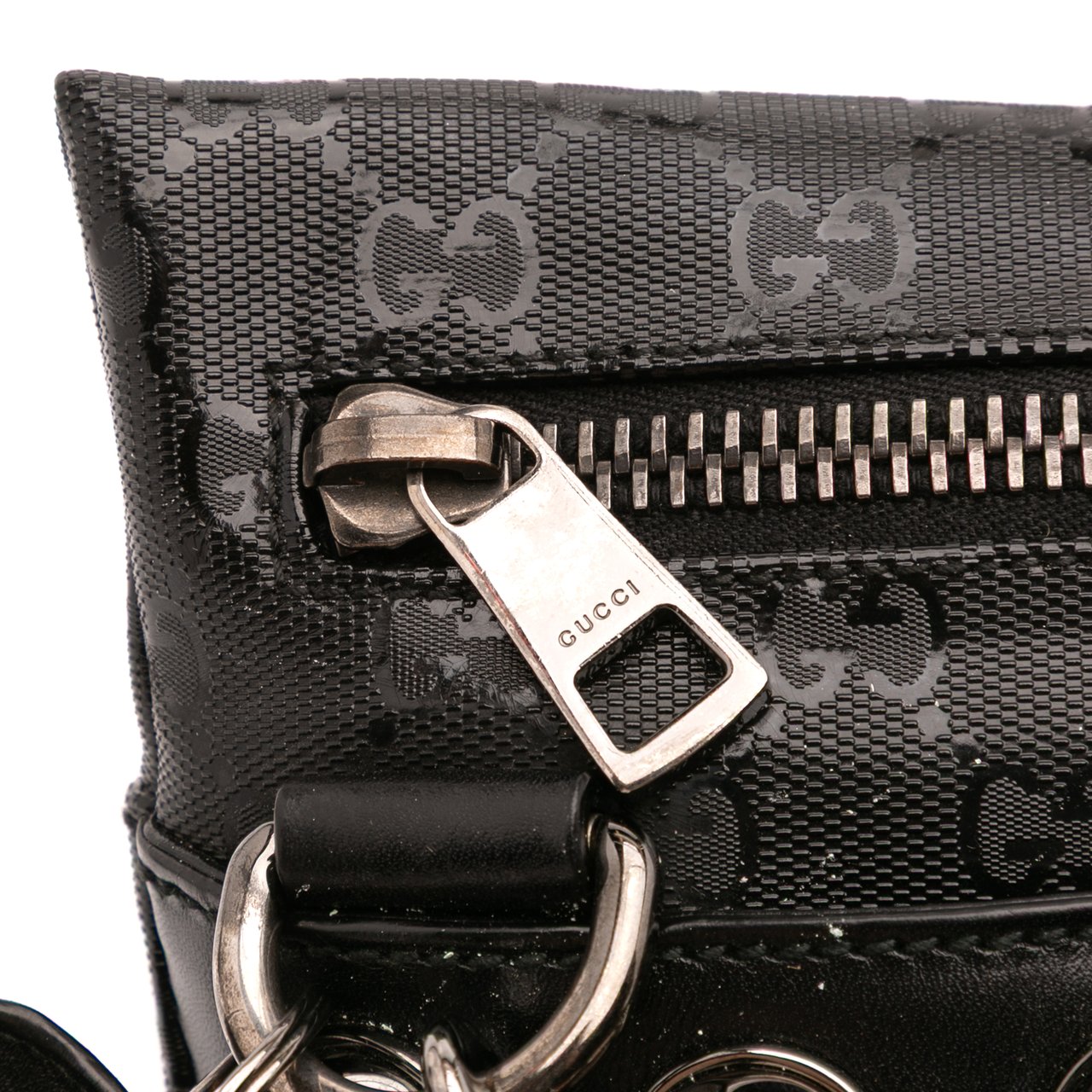Gucci GG Imprime Studded Shoulder Bag Zwart