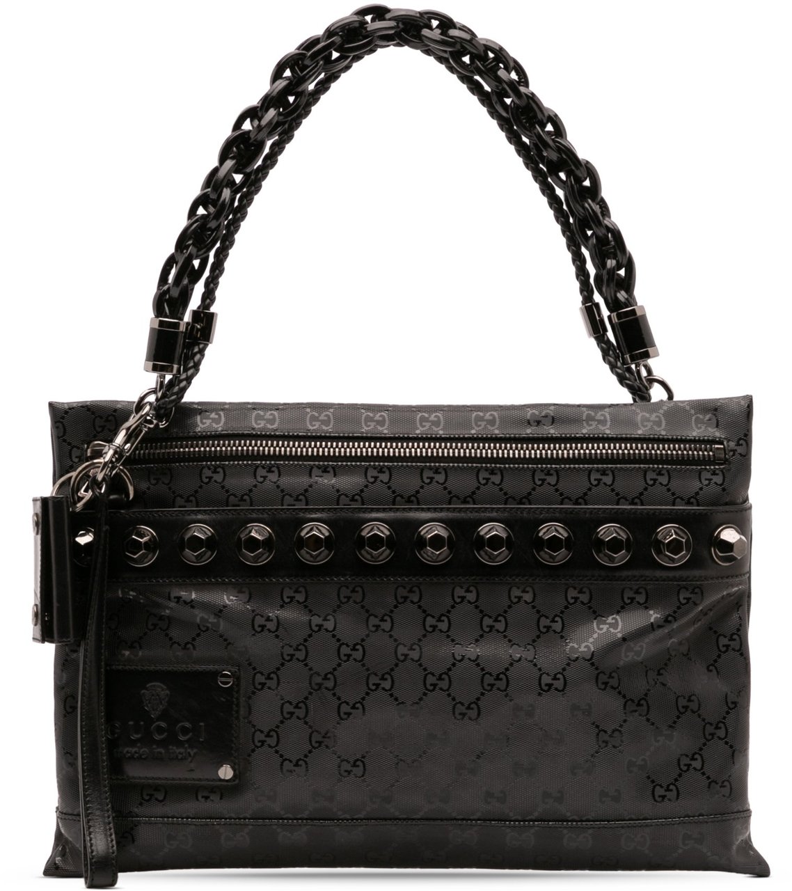 Gucci GG Imprime Studded Shoulder Bag Zwart